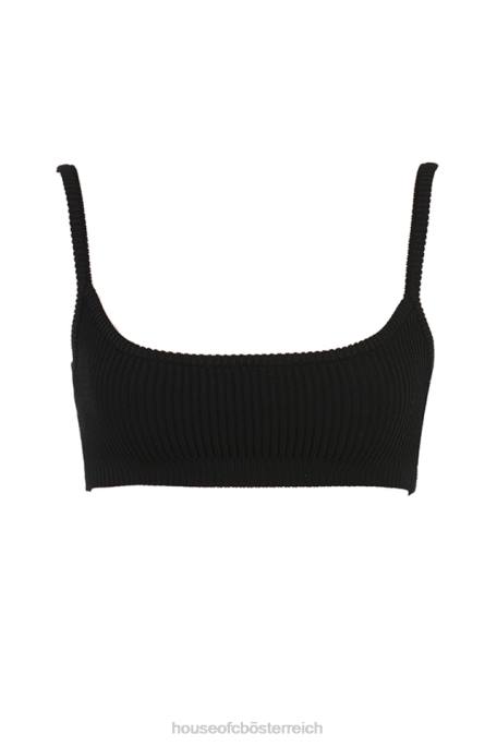 House of CB Kleidung Z26T690 Schwarzes Mischa-Bralette aus Rippstrick