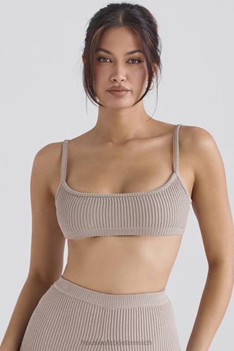 House of CB Kleidung Z26T691 Mischa Taupe-Bralette aus Rippstrick