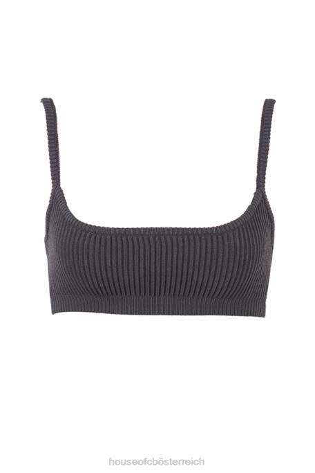 House of CB Kleidung Z26T703 Mischa dunkelgraues Rippstrick-Bralette