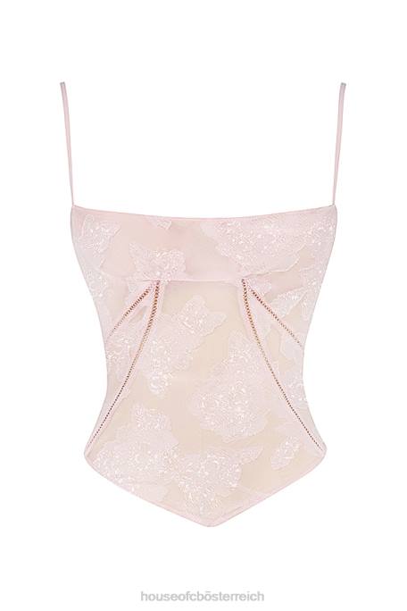 House of CB Kleidung Z26T704 Rosafarbenes florales Spitzen-Camisole von Lisette