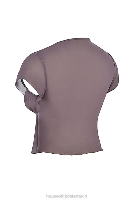 House of CB Kleidung Z26T708 Maia-Oberteil mit Bindeband vorne in Dunkelmauve