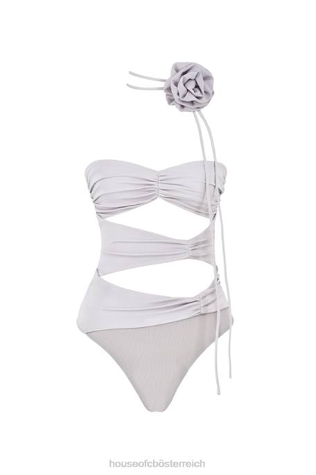 House of CB Kleidung Z26T713 Joie grauer Body mit Blumenbesatz