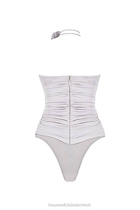 House of CB Kleidung Z26T713 Joie grauer Body mit Blumenbesatz