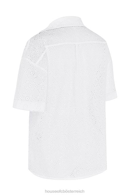 House of CB Kleidung Z26T715 Carrie-weißes Broderie-Anglaise-Hemd