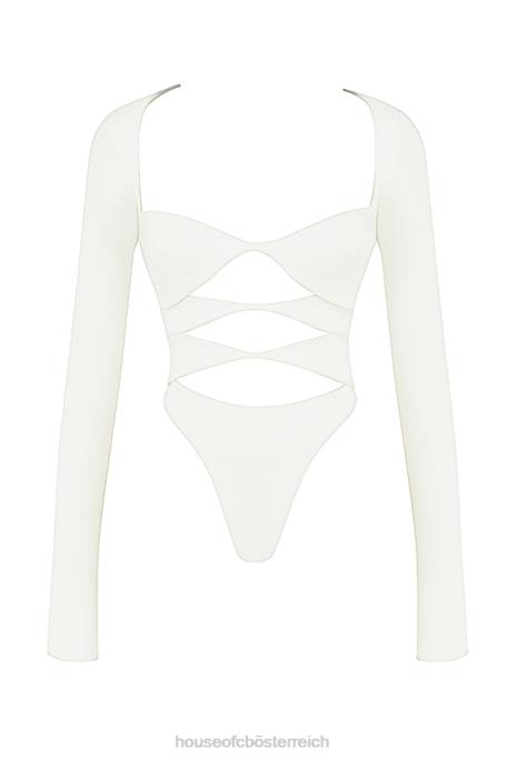 House of CB Kleidung Z26T719 Danica weißer Body mit Ausschnitten