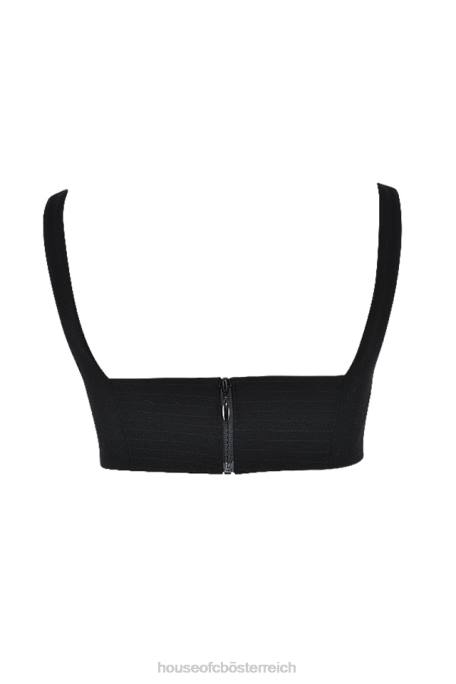 House of CB Kleidung Z26T724 Luciana schwarzes plissiertes Bandeau-Oberteil