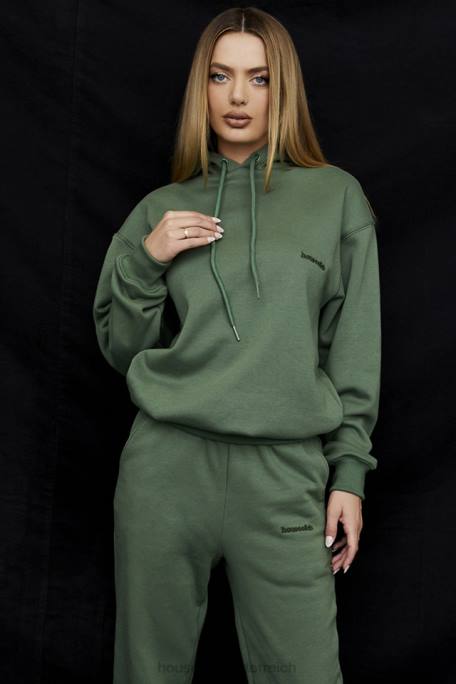 House of CB Kleidung Z26T728 Halo Moss übergroßer Kapuzenpullover