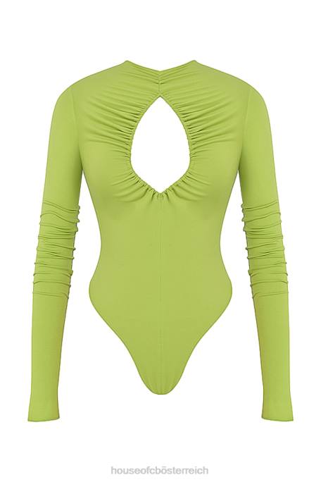 House of CB Kleidung Z26T736 Estrelle lindgrüner Body mit Ausschnitten