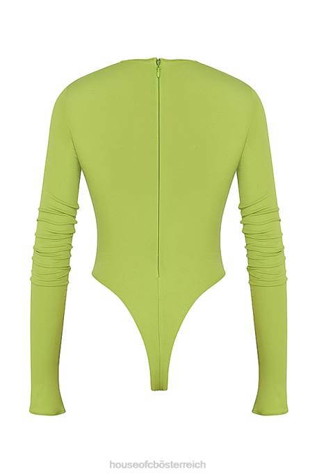 House of CB Kleidung Z26T736 Estrelle lindgrüner Body mit Ausschnitten