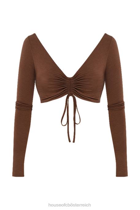 House of CB Kleidung Z26T749 Angelita Chocolate gerafftes Crop-Top