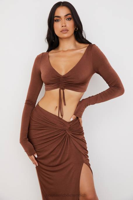 House of CB Kleidung Z26T749 Angelita Chocolate gerafftes Crop-Top