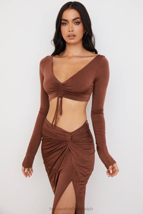 House of CB Kleidung Z26T749 Angelita Chocolate gerafftes Crop-Top