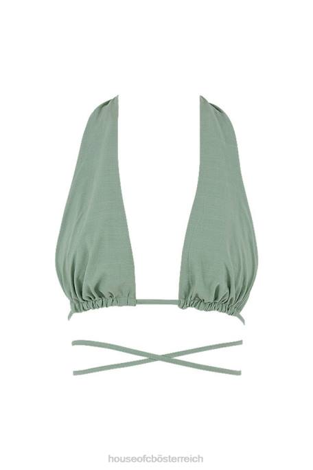 House of CB Kleidung Z26T753 Calypso Salbei Neckholder-Bustier-Oberteil mit Raffung