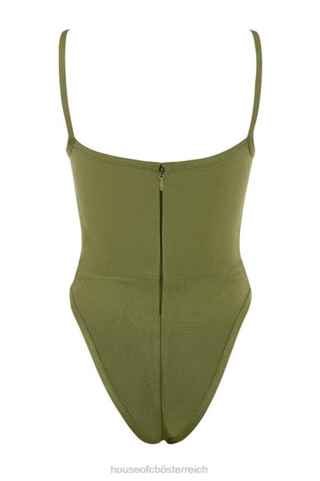 House of CB Kleidung Z26T756 Kamila Olive Bandage-Body mit herzförmigem Ausschnitt