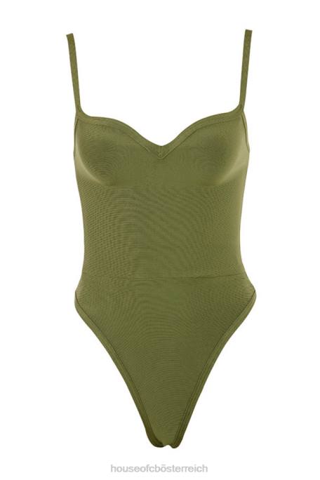 House of CB Kleidung Z26T756 Kamila Olive Bandage-Body mit herzförmigem Ausschnitt