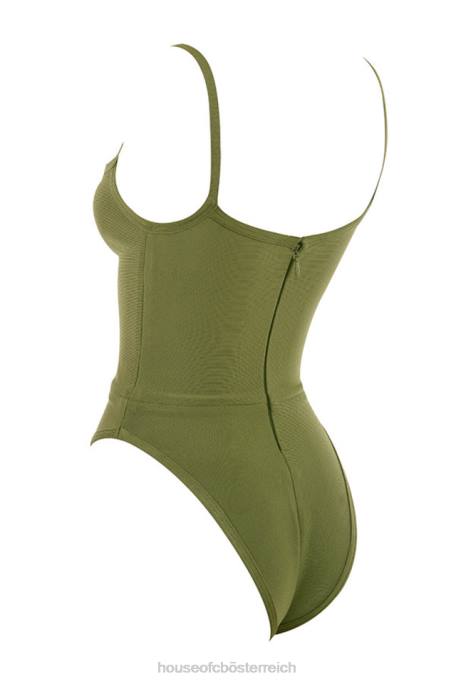 House of CB Kleidung Z26T756 Kamila Olive Bandage-Body mit herzförmigem Ausschnitt