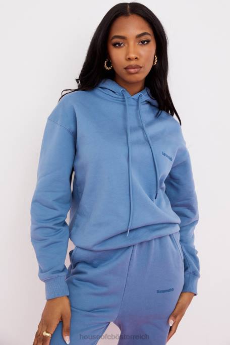 House of CB Kleidung Z26T764 Halo Azure übergroßer Kapuzenpullover