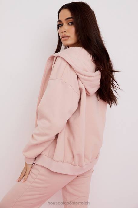 House of CB Kleidung Z26T766 Storm Blush Blush Kapuzenpullover mit durchgehendem Reißverschluss