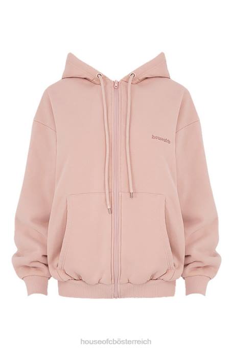 House of CB Kleidung Z26T766 Storm Blush Blush Kapuzenpullover mit durchgehendem Reißverschluss