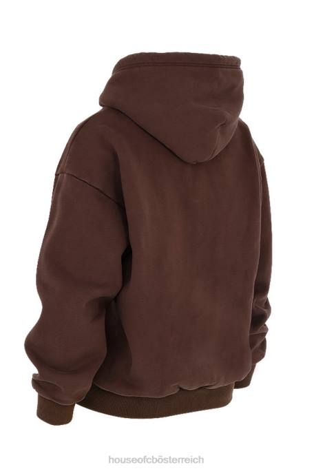 House of CB Kleidung Z26T767 Storm Chocolate Kapuzenpullover mit durchgehendem Reißverschluss