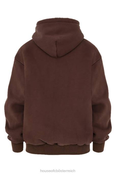 House of CB Kleidung Z26T767 Storm Chocolate Kapuzenpullover mit durchgehendem Reißverschluss