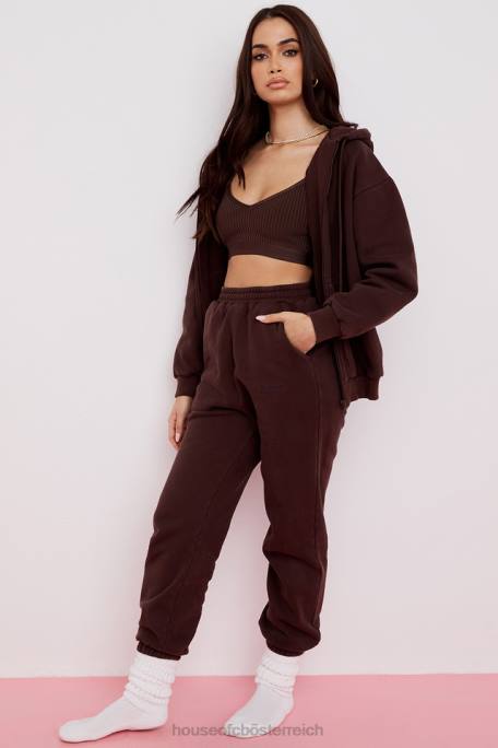 House of CB Kleidung Z26T767 Storm Chocolate Kapuzenpullover mit durchgehendem Reißverschluss