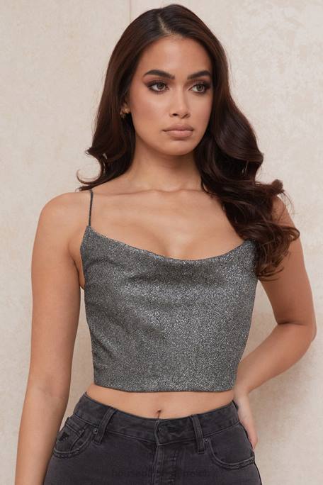 House of CB Kleidung Z26T774 Lulia silbernes Crop-Top