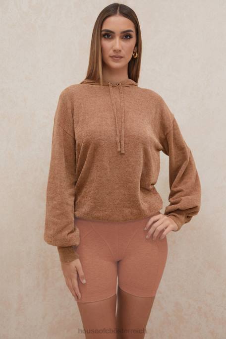 House of CB Kleidung Z26T777 Lexi Toffee Slouchy Fit Kapuzenpullover