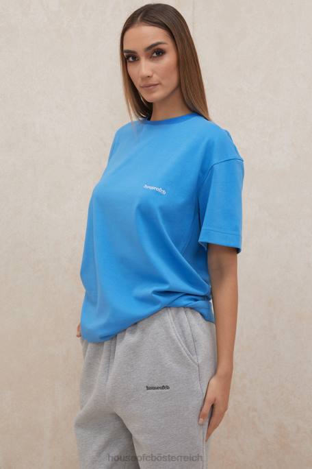 House of CB Kleidung Z26T788 Blaues übergroßes T-Shirt aus Baumwolljersey von Quinn