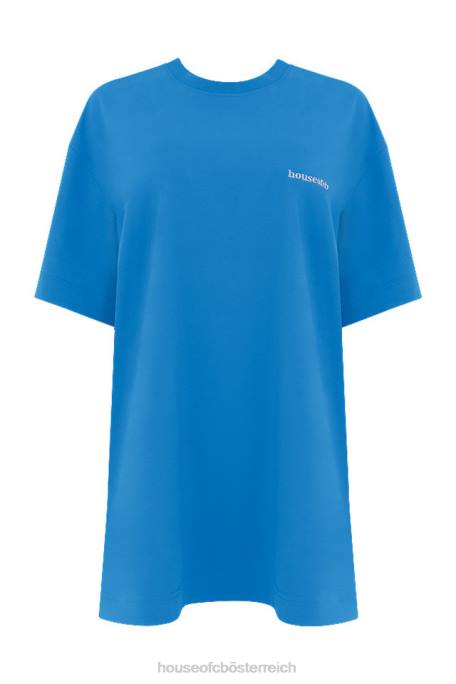 House of CB Kleidung Z26T788 Blaues übergroßes T-Shirt aus Baumwolljersey von Quinn