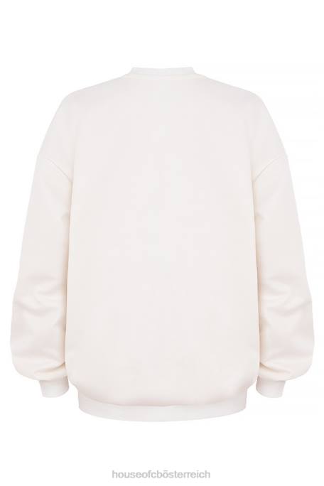 House of CB Kleidung Z26T799 Tommy Off White übergroßes Sweatshirt mit Rundhalsausschnitt