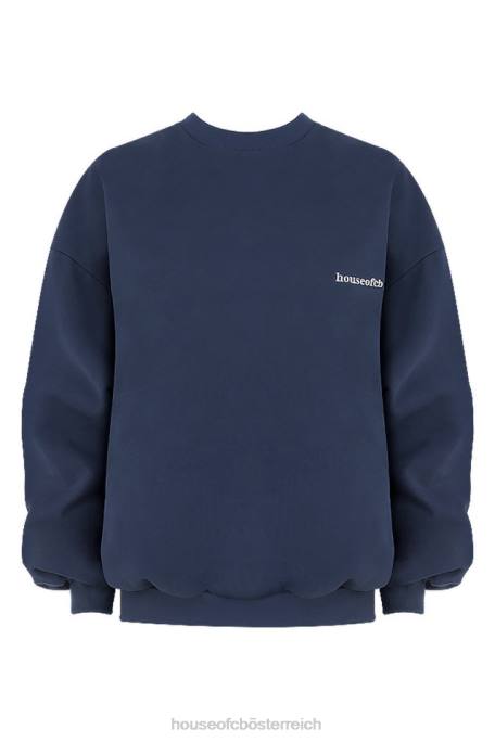 House of CB Kleidung Z26T800 Tommy Navy übergroßes Rundhals-Sweatshirt