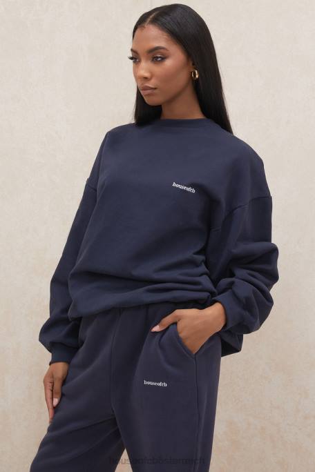 House of CB Kleidung Z26T800 Tommy Navy übergroßes Rundhals-Sweatshirt