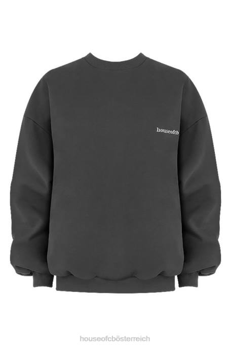 House of CB Kleidung Z26T801 Tommy Charcoal übergroßes Sweatshirt mit Rundhalsausschnitt