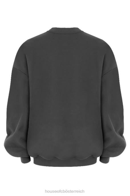 House of CB Kleidung Z26T801 Tommy Charcoal übergroßes Sweatshirt mit Rundhalsausschnitt