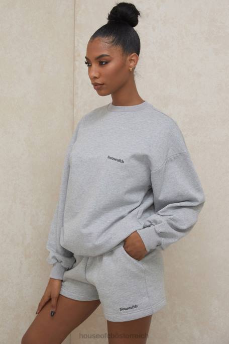 House of CB Kleidung Z26T803 Tommy Grey übergroßes Rundhals-Sweatshirt