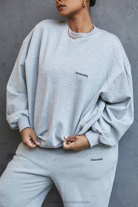 House of CB Kleidung Z26T803 Tommy Grey übergroßes Rundhals-Sweatshirt