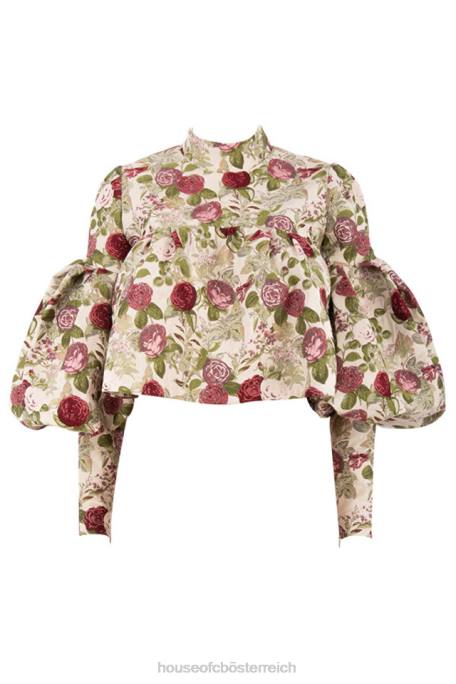 House of CB Kleidung Z26T809 Naeve Vintage-Top mit Blumenmuster und Rüschen