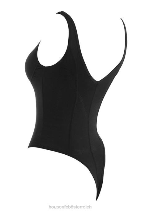 House of CB Kleidung Z26T811 Schwarz melierter Body aus weichem Jersey von Imani