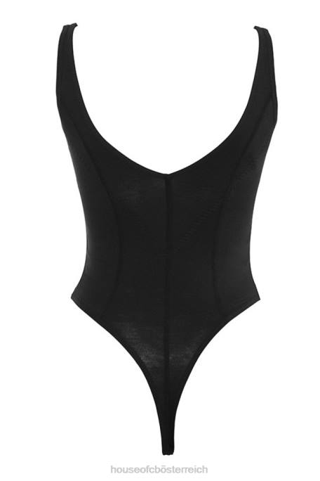 House of CB Kleidung Z26T811 Schwarz melierter Body aus weichem Jersey von Imani