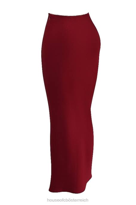 House of CB Kleidung Z26T832 Sydel Ruby Satin-Maxirock mit schrägem Schnitt