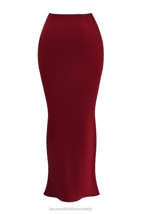 House of CB Kleidung Z26T832 Sydel Ruby Satin-Maxirock mit schrägem Schnitt