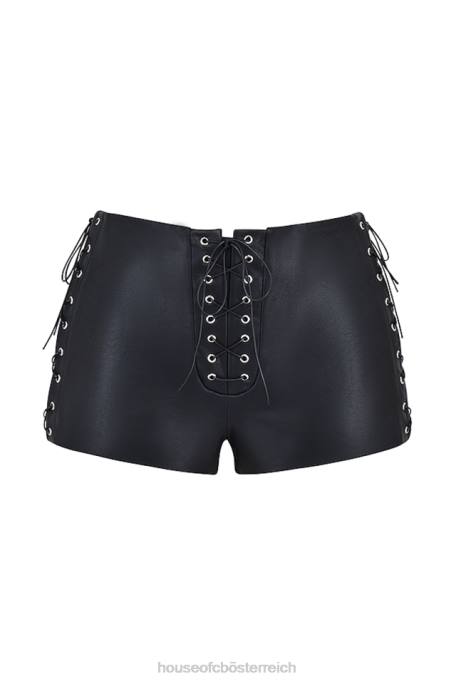 House of CB Kleidung Z26T868 Azora schwarze Micro-Mini-Shorts aus veganem Leder