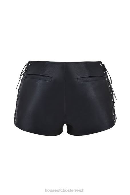 House of CB Kleidung Z26T868 Azora schwarze Micro-Mini-Shorts aus veganem Leder