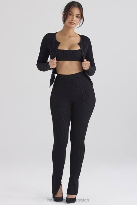 House of CB Kleidung Z26T876 Mitzi schwarze Rippstrick-Leggings