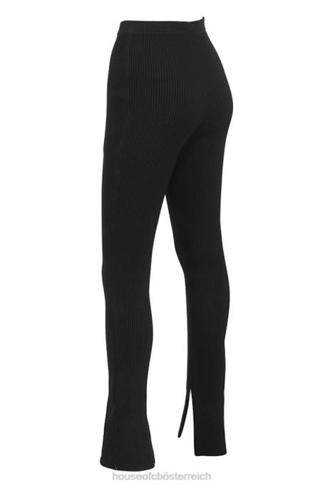 House of CB Kleidung Z26T876 Mitzi schwarze Rippstrick-Leggings