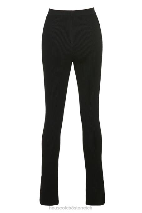 House of CB Kleidung Z26T876 Mitzi schwarze Rippstrick-Leggings