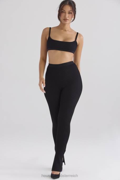 House of CB Kleidung Z26T876 Mitzi schwarze Rippstrick-Leggings