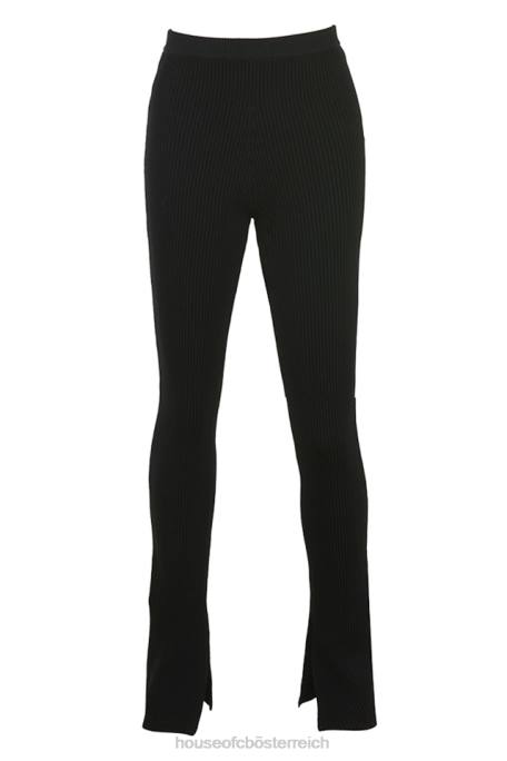 House of CB Kleidung Z26T876 Mitzi schwarze Rippstrick-Leggings