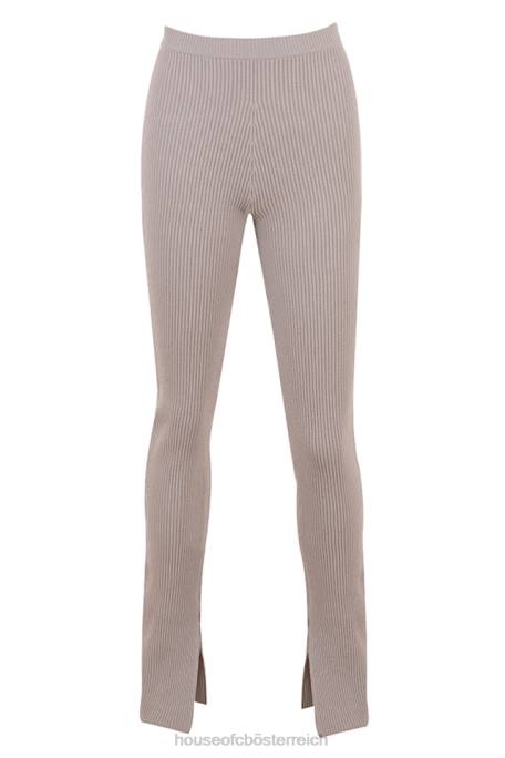 House of CB Kleidung Z26T877 Mitzi taupefarbene Rippstrick-Leggings